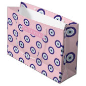 Personalized Pink Evil Eye Pattern Gifts With Name ラージペーパーバッグ (正面アングル)
