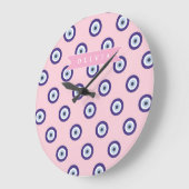 Personalized Pink Evil Eye Pattern Gifts With Name ラージ壁時計 (傾斜)