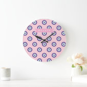 Personalized Pink Evil Eye Pattern Gifts With Name ラージ壁時計 (ホーム)