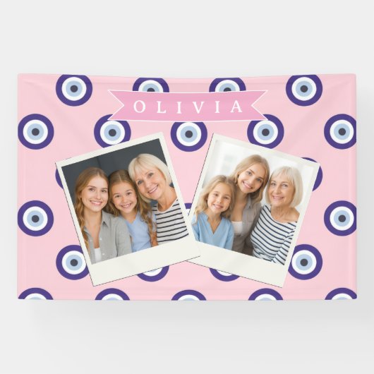 Personalized Pink Evil Eye Pattern Gifts With Name 横断幕 (横)