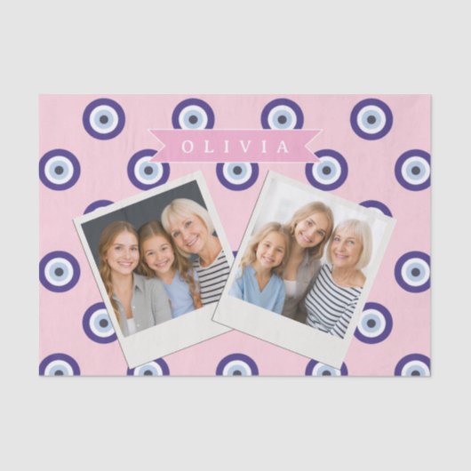 Personalized Pink Evil Eye Pattern Gifts With Name 薄葉紙 (正面)