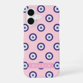 Personalized Pink Evil Eye Pattern Gifts With Name iPhone 16ケース (裏面)