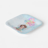 Personalized Pink Fairy on a Cloud Paper Plate ペーパープレート (傾斜あり)