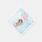Personalized Pink Fairy on Cloud Birthday Napkin  スタンダードカクテルナプキン (角)