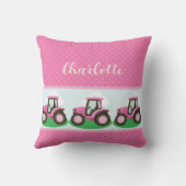 Personalized Pink Farm Tractor Girl Design クッション (裏面)