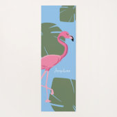 Personalized Pink Flamingo with Tropical Leaves ヨガマット (裏面)