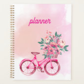 Personalized Pink Floral Bicycle Weekly Planner プランナー手帳 (正面)
