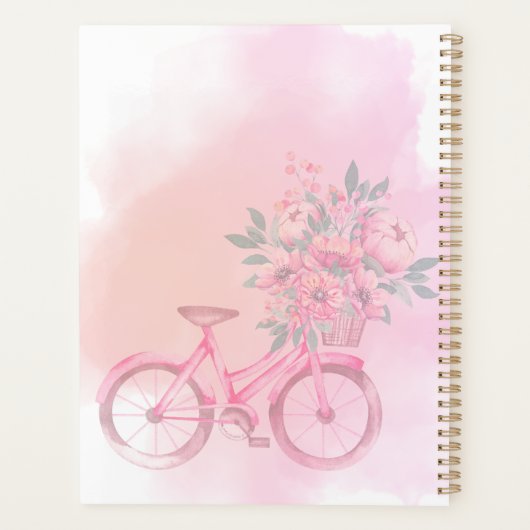 Personalized Pink Floral Bicycle Weekly Planner プランナー手帳 (裏面)