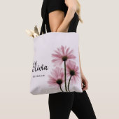 Personalized Pink Floral Bridesmaid Tote Bag トートバッグ (クローズアップ)
