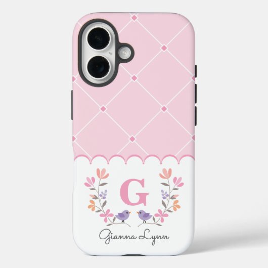 Personalized Pink Floral Case-Mate iPhoneケース (裏面)