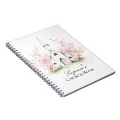Personalized Pink Floral Church Book ノートブック (右側)