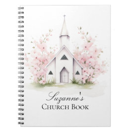 Personalized Pink Floral Church Book ノートブック