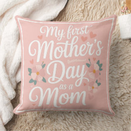 Personalized Pink Floral First Mother's Day  クッション