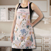 Personalized Pink Floral Garden Pattern  エプロン