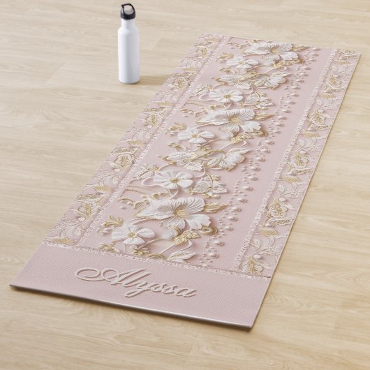 Personalized Pink Floral Yoga Mat ヨガマット (インサイチュ)