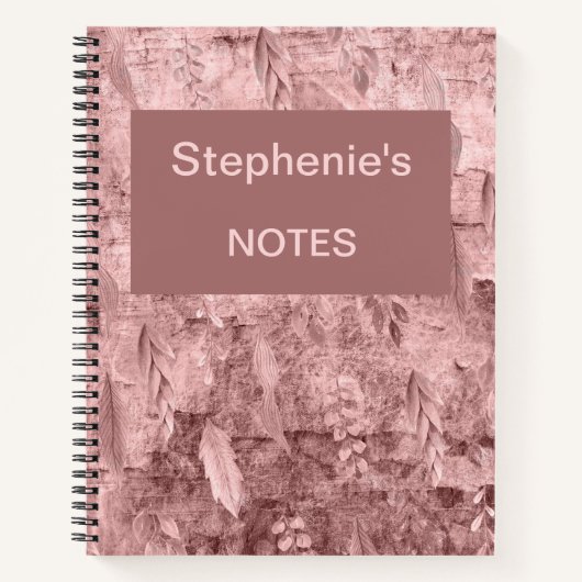 Personalized Pink Florals ノートブック (正面)