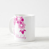 Personalized Pink Flower Mug コーヒーマグカップ (正面左)