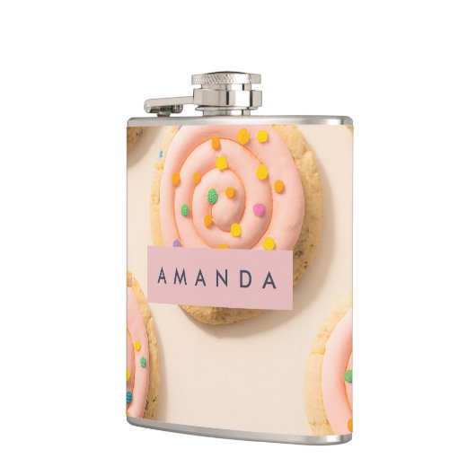 Personalized Pink Frosted Cookie Pattern フラスク (左)