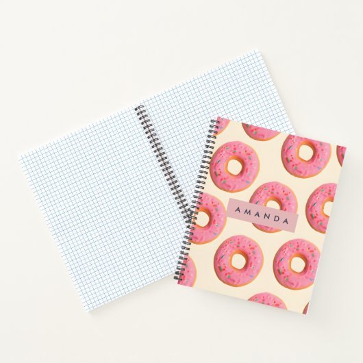 Personalized Pink Frosted Donut Pattern ノートブック (内部)