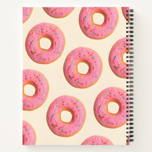 Personalized Pink Frosted Donut Pattern ノートブック (裏面)