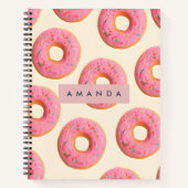 Personalized Pink Frosted Donut Pattern ノートブック (正面)