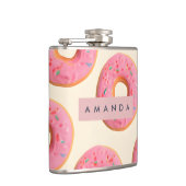 Personalized Pink Frosted Donut Pattern フラスク (右)