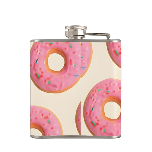 Personalized Pink Frosted Donut Pattern フラスク (裏面)