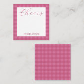 Personalized Pink Gingham ノートカード (正面/裏面)