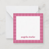 Personalized Pink Gingham ノートカード (正面)