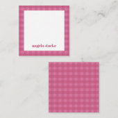 Personalized Pink Gingham ノートカード (正面/裏面)