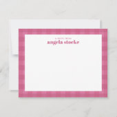 Personalized Pink Gingham ノートカード (正面)
