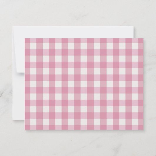 Personalized Pink Gingham Note Card ノートカード (裏面)