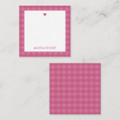 Personalized Pink Gingham Note Card ノートカード (正面/裏面)