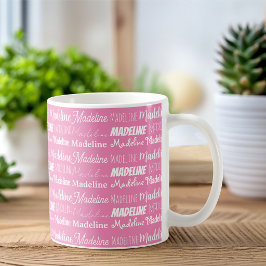 Personalized Pink Girls Name Collage Cute コーヒーマグカップ
