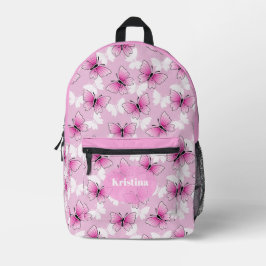 Personalized Pink Girly Butterfly Kawaii Backpack プリントバックパック