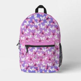 Personalized Pink Girly Butterfly Kawaii Backpack プリントバックパック