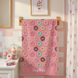 Personalized Pink Glitter Donut  バスタオル