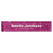 Personalized Pink Glitter Name Modern Desk Decor デスクネームプレート (正面)