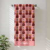 Personalized Pink Glitter Violin バスタオル