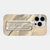 Personalized Pink Gold Glass UI Button Name  iPhon iPhoneケース (裏面横)