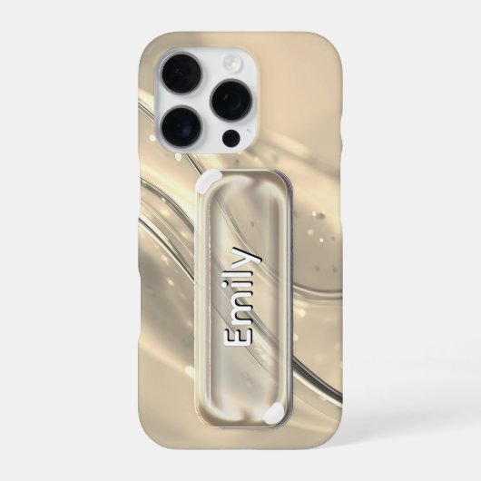 Personalized Pink Gold Glass UI Button Name  iPhon iPhoneケース (裏面)