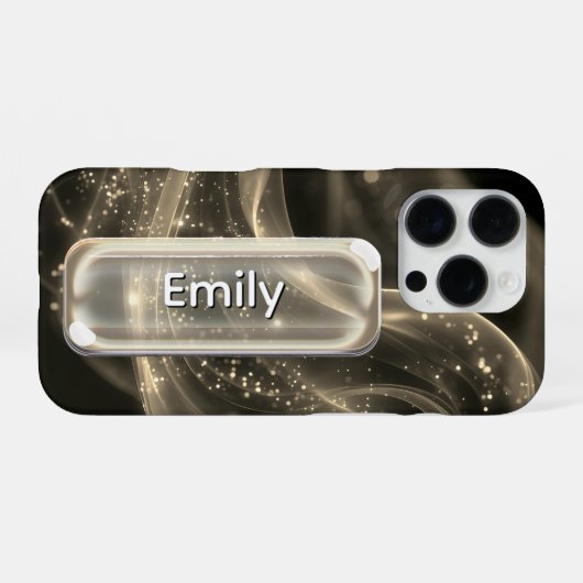 Personalized Pink Gold Glass UI Button Name  iPhoneケース (裏面横)