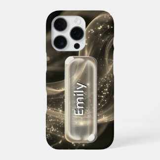 Personalized Pink Gold Glass UI Button Name  iPhone 16 Proケース