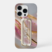Personalized Pink Gold Glass UI Button Name  iPhoneケース (裏面)