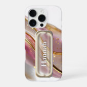 Personalized Pink Gold Glass UI Button Name  iPhoneケース (裏面)