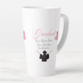 Personalized Pink Graduate Gift, Custom Name  カフェラテマグ (右アングル)