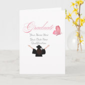 Personalized Pink Graduate Gift, Custom Name  カード (黄色い花)