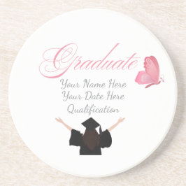 Personalized Pink Graduate Gift, Custom Name  コースター