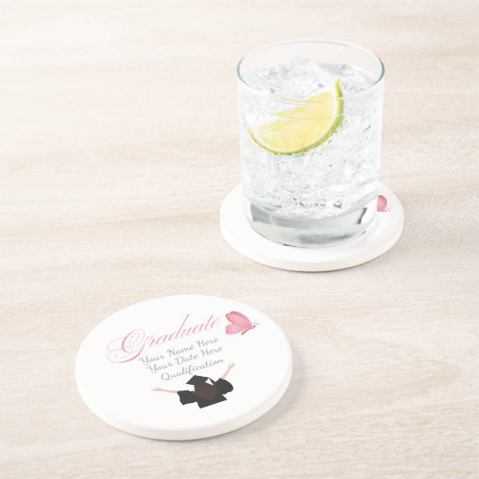 Personalized Pink Graduate Gift, Custom Name  コースター (側面)