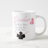 Personalized Pink Graduate Gift, Custom Name  ジャンボコーヒーマグカップ (右)